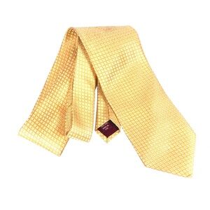 Nordstrom Silk Tie Yellow Geometric Made in USA 3.75" x 60.25" Mens Necktie